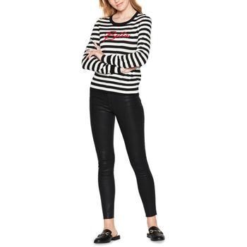 BCBG | BCBGeneration Women's Long Sleeve Striped Graphic Pullover Sweater商品图片,1.2折, 独家减免邮费