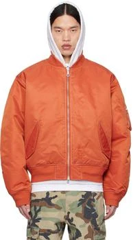 STUSSY | Orange & Black Built Reversible Bomber Jacket 