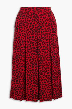 Gucci | Pleated leopard-print silk and cotton-blend skirt商品图片,6折