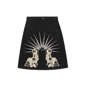 推荐Embroidered Black Denim Mini Skirt商品