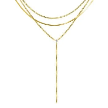 ADORNIA | 14k Gold Plated Adjustable Curb Chain and Herringbone Lariat Y-Necklace Set,商家Premium Outlets,价格¥429