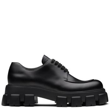 Prada | 【预售3-7天】PRADA/普拉达 21年秋冬 Monolith系列 男士黑色亮面皮革系带鞋2EE356_B4L_F0002商品图片,8折, 包邮包税