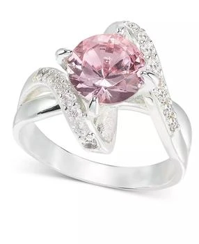 Charter Club | Silver-Tone Pavé & Pink Crystal Bypass Ring, Created for Macy's,商家Macy's,价格¥124