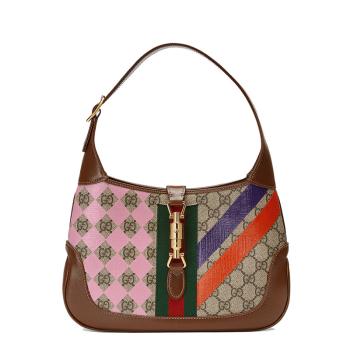Gucci | 【预售3-7天】GUCCI/古驰 21秋冬Jackie 1961系列 女士小号几何图案印花米色老花帆布棕色皮革饰边手提单肩腋下包636706UQHEG8309商品图片,7.9折, 包邮包税