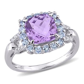 商品Amour | Sterling Silver 0.06 CT Diamond TW And 2 1/3 CT TGW Amethyst and Tanzanite Cocktail Ring,商家Jomashop,价格¥712图片