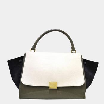 celine tote, [二手商品] Celine | Celine Brown/Multi Trapeze Leather Satchel商品图片 9折