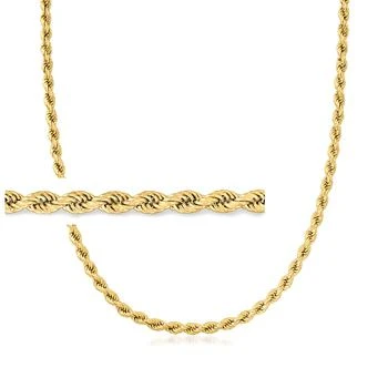 Ross-Simons | Ross-Simons 4mm 18kt Gold Over Sterling Rope-Chain Necklace 5.7折起, 独家减免邮费