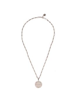 Alexander McQueen | Alexander Mcqueen Man's Silver Metal Necklace With Logo Pendant商品图片,8.6折
