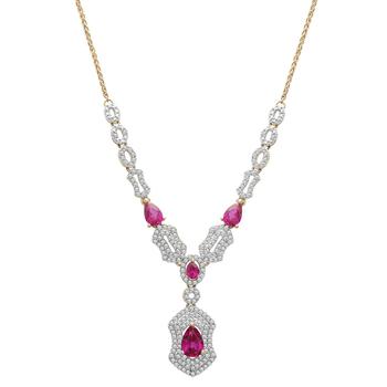 商品Macy's | Ruby (2-5/8 ct. t.w.) & Diamond (1 ct. t.w.) 17" Fancy Collar Necklace in 14k Gold,商家Macy's,价格¥23791图片