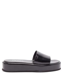 Prada | Spazzolato-leather flatform mules商品图片,