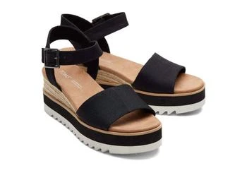TOMS | Diana Wedge Sandals In Black Canvas,商家Premium Outlets,价格¥439
