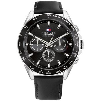 tommy hilfiger手表, Tommy Hilfiger | Men's Black Leather Strap Watch 46mm商品图片 8折×额外8.5折, 额外八五折