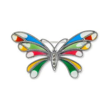 Macy's | Marcasite (1/10 ct. t.w.), Cubic Zirconia, & Multicolor Enamel Butterfly Pin in Sterling Silver,商家Macy's,价格¥1684