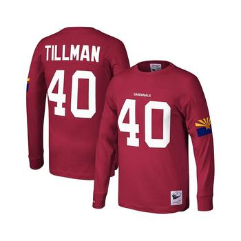 推荐Men's Pat Tillman Cardinal Arizona Cardinals Throwback Retired Player Name and Number Long Sleeve Top商品