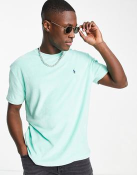 推荐Polo Ralph Lauren icon logo cotton terry t-shirt in aqua green co-ord商品