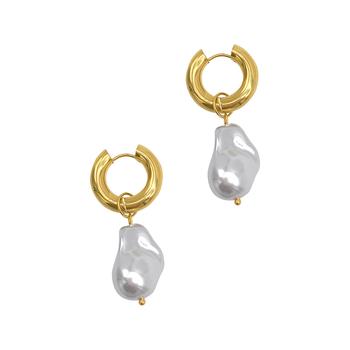 商品ADORNIA | Adornia Shell Pearl Chubby Hoop Earrings gold,商家Premium Outlets,价格¥124图片
