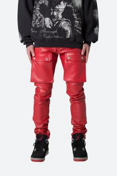 MNML | Leather Snap Cargo Pants - Red 