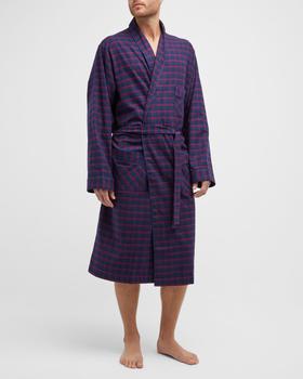 商品Men's Check-Print Brushed Flannel Robe图片