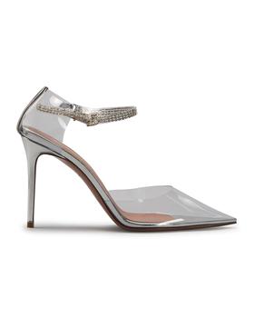 amina muaddi, Amina Muaddi | St.Ursina Pointed Crystal Ankle-Strap Glass Pumps商品图片 