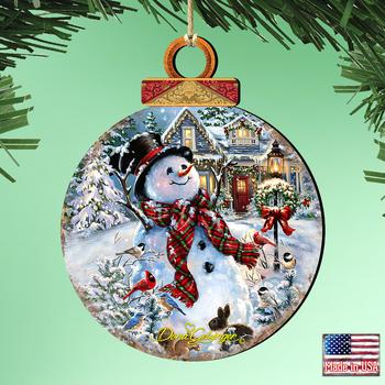 推荐Designocracy Prosperity Snowman Wood Ornaments Set of 2 Dona Gelsinger Holiday商品