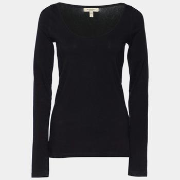 [二手商品] Burberry | Burberry Black Cotton Contrast Elbow Detail Long Sleeve T-Shirt S商品图片,8.4折
