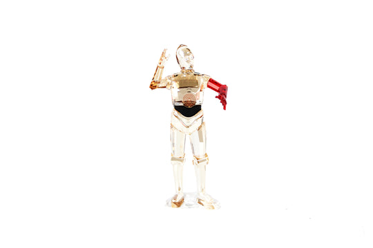 商品SWAROVSKI 中性透明色水晶迪士尼星球大战 C-3P0 带红臂雕像 5290214图片