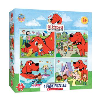 商品Puzzle Set - 4-Pack 100 Piece Jigsaw Puzzle for Kids - Clifford 4-Pack - 8"x10"图片