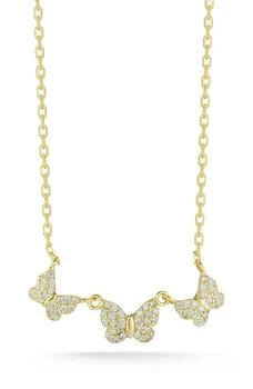 Gold Vermeil Pave Crystal Butterflies Pendant Necklace,价格$37.25