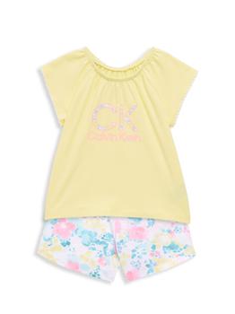 推荐Baby Girl’s 2-Piece Top & Floral Shorts Set商品