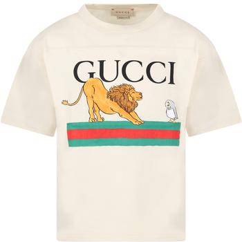 Gucci | Gucci Ivory T-shirt For Garçon Avec Web Motif商品图片,9.1折