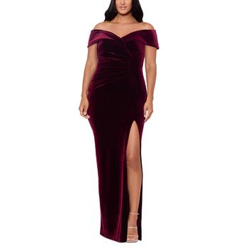 商品XSCAPE | Plus Size Off-The-Shoulder Velvet Gown,商家Macy's,价格¥1453图片