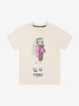 Fendi | Girls Graphic Print T-Shirt in Beige,商家Childsplay Clothing,价格¥1917