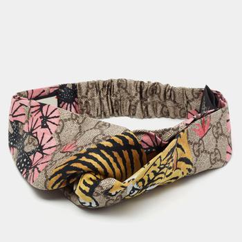 推荐Gucci Multicolor Bengal Tiger Print Silk GG Headband商品