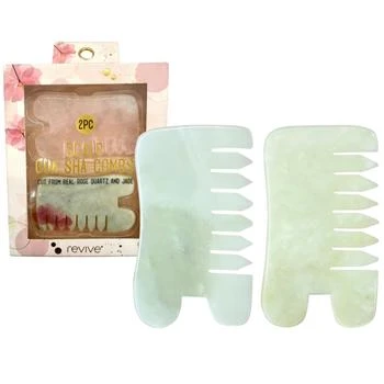 VYSN | Revive 2 Piece Jade & rose Quartz Gua Sha Combs,商家Premium Outlets,价格¥117