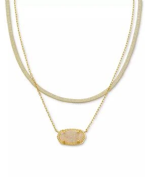 Kendra Scott | 14k Gold-Plated Drusy Stone & Herringbone Chain Layered Pendant Necklace, 16" + 3" extender,商家Macy's,价格¥419