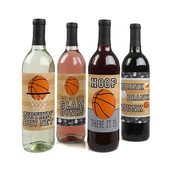 商品Nothin' but Net - Basketball - Party Decor - Wine Bottle Label Stickers - 4 Ct图片