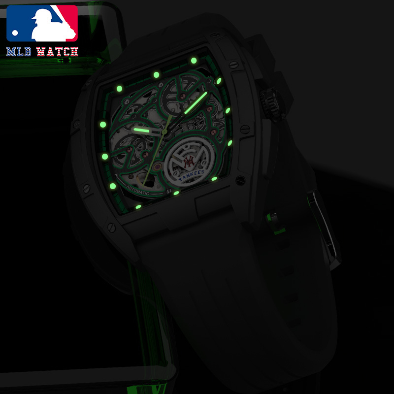 推荐2022新款 MLB美职棒 潮牌硅胶手表 镂空全自动机械男士手表 防水学生情侣手表NY618商品