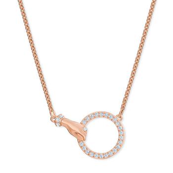 product Rose Gold-Tone Crystal Hand & Ring Choker Necklace, 11-7/8" + 3" extender image