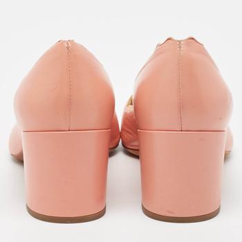 Chloé Chloe Pink Leather Laurena Scalloped Block Heel Pumps