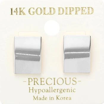 FASHNZFAB | 14K Gold Dipped Hypoallergenic Rectangular Plate Stud Earrings - Rhodium,商家Premium Outlets,价格¥193