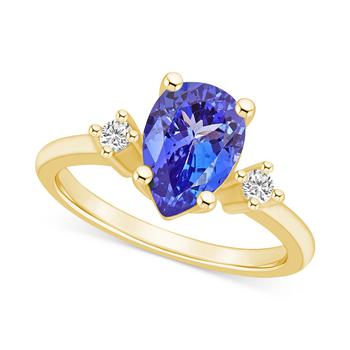 商品Macy's | Tanzanite (1-7/8 ct. t.w.) & Diamond (1/10 ct. t.w.) Pear Ring in 14k Gold,商家Macy's,价格¥33417图片