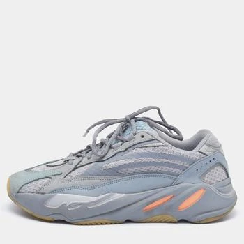 推荐Yeezy x adidas Grey/Blue Suede and Mesh Boost 700 V2 Inertia Sneakers Size 43 1/3商品