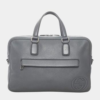 古驰托特包, [二手商品] Gucci | Gucci Grey Leather Soho Business Briefcase Bag商品图片 9折