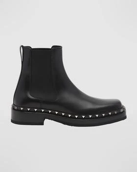 推荐Men's Rockstud Beatle Leather Chelsea Boots商品