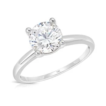 MaxColor | 14k Gold 2 Carat Round Cubic Zirconia Solitaire Engagement Ring,商家Premium Outlets,价格¥2134
