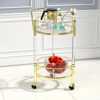 Simplie Fun | Stainless Steel And Acrylic Mobile Bar Cart Serving Wine Cart,商家Premium Outlets,价格¥1990