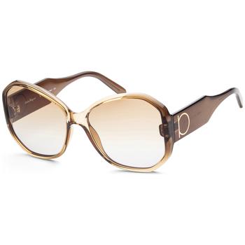 更多菲拉格慕墨镜, Salvatore Ferragamo | Ferragamo Women's Khaki Brown Gradient Sunglasses商品图片 6折
