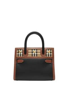推荐Mini leather and vintage check two-handle title bag商品