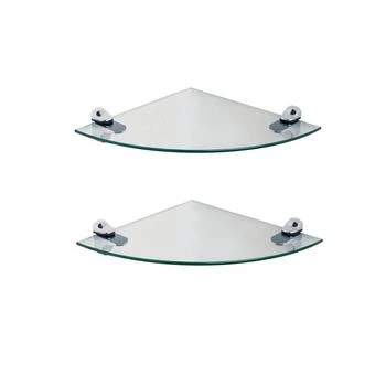 Danya B | Set of 2 Glass Radial Floating Shelves with Chrome Brackets 10" x 10",商家Macy's,价格¥347
