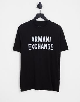 Armani Exchange | Armani Exchange t-shirt with holographic logo in black商品图片,